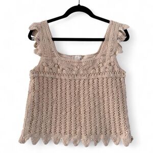 Design History Beige Crochet Tank Top-Size M